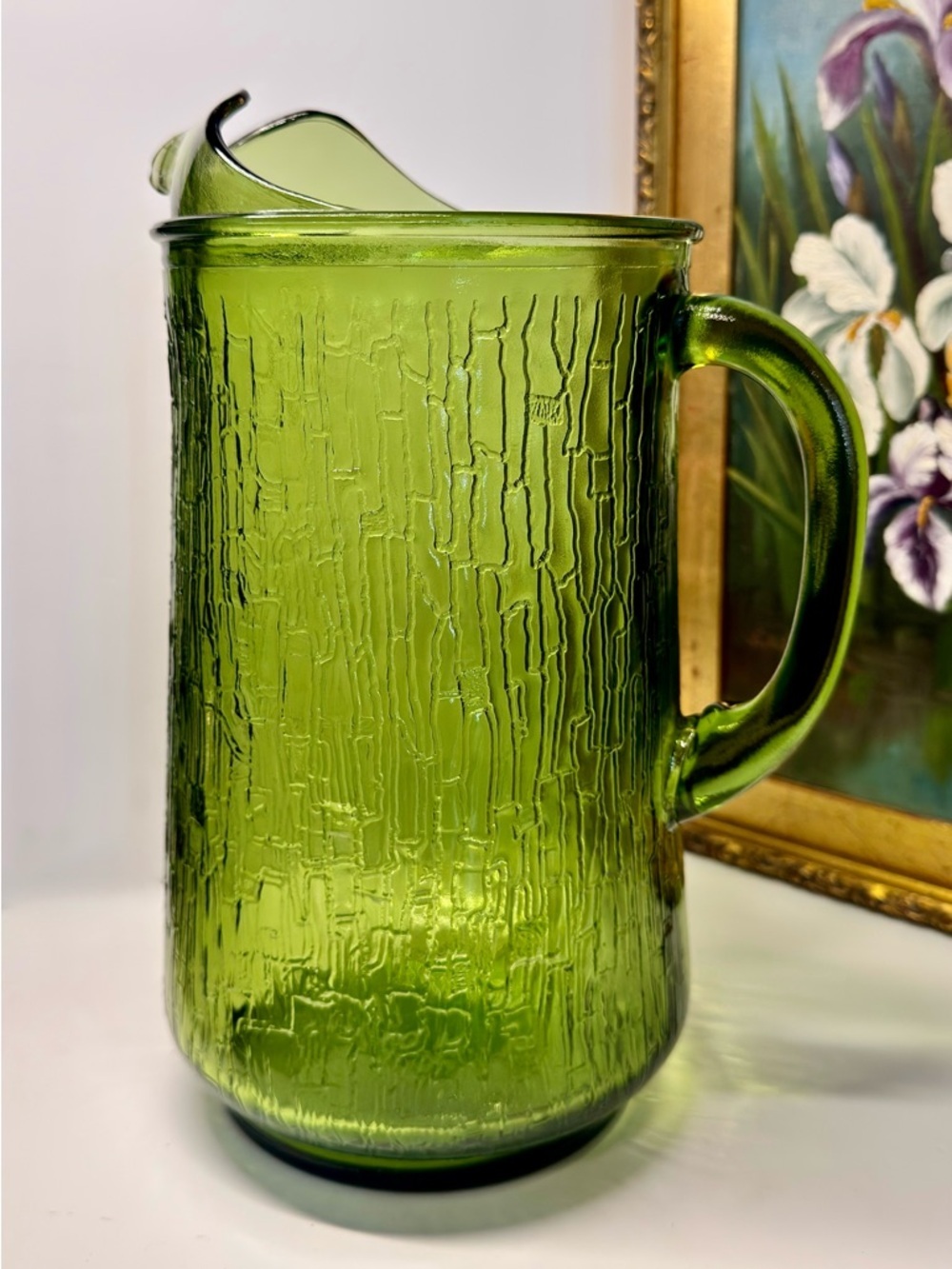 MCM Anchor Hocking Avocado Green Pagoda Pitcher